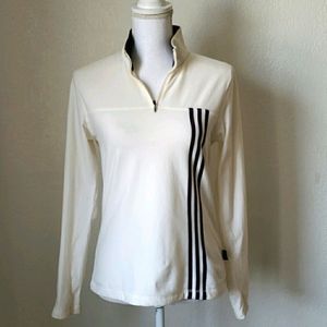 Women Adidas Sweatshirt, White with Purple Stripes